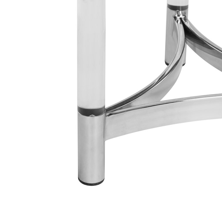 Letty 20" Transitional Silver Metal & Glass Round End Table