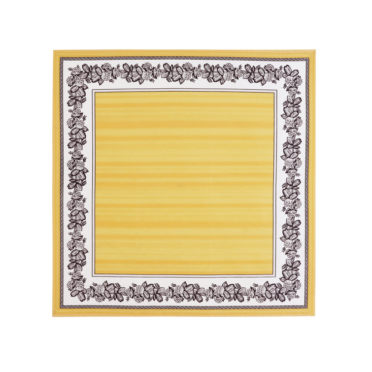 Lemon Yellow Cotton Floral Border Napkins, Set of 4