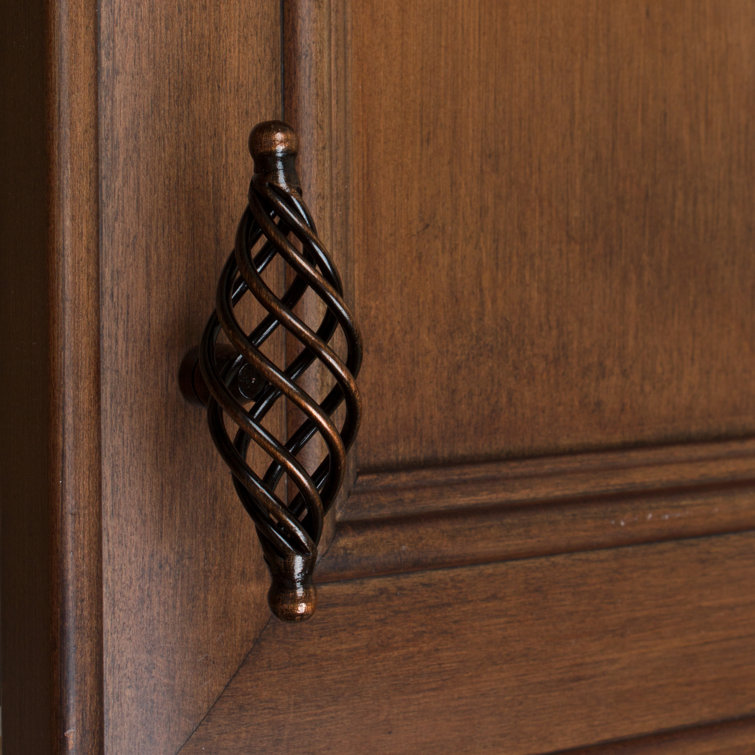 Rustic Bronze Round Birdcage Cabinet Knob with Mounting Hardware