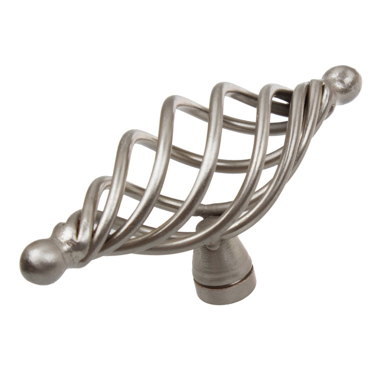 Satin Nickel Twisted Birdcage T-Handle Cabinet Knobs, 4-inch