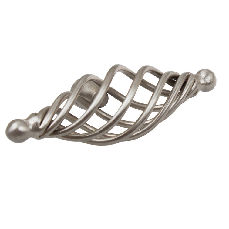 Satin Nickel Twisted Birdcage T-Handle Cabinet Knobs, 4-inch