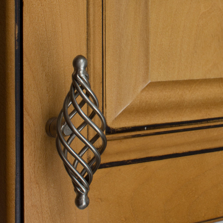 Satin Nickel Twisted Birdcage T-Handle Cabinet Knobs, 4-inch