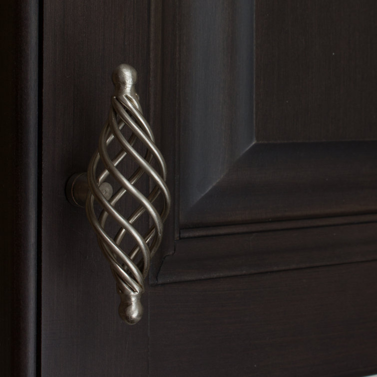 Satin Nickel Twisted Birdcage T-Handle Cabinet Knobs, 4-inch