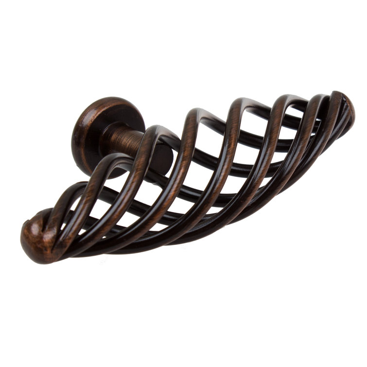 Rustic Bronze Round Birdcage Cabinet Knob with Mounting Hardware