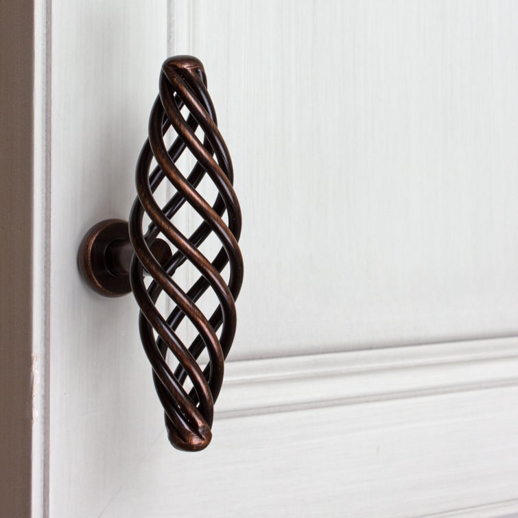 Rustic Bronze Round Birdcage Cabinet Knob with Mounting Hardware
