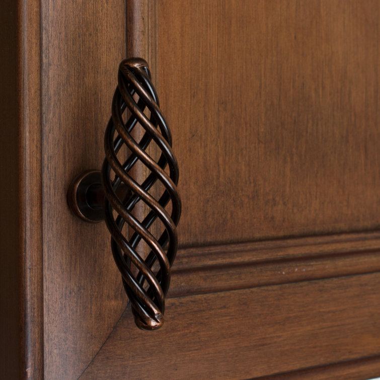Rustic Bronze Round Birdcage Cabinet Knob with Mounting Hardware