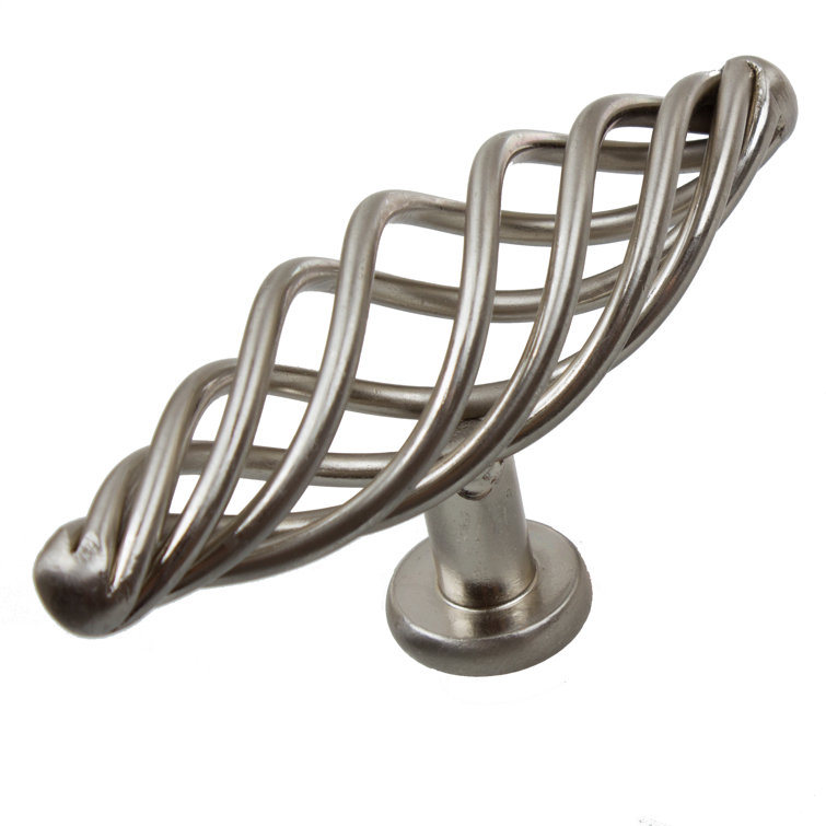 Satin Nickel Twisted Birdcage T-Handle Cabinet Knobs, 4-inch
