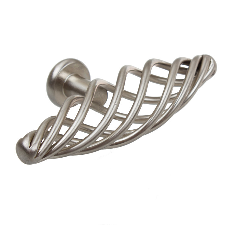 Satin Nickel Twisted Birdcage T-Handle Cabinet Knobs, 4-inch