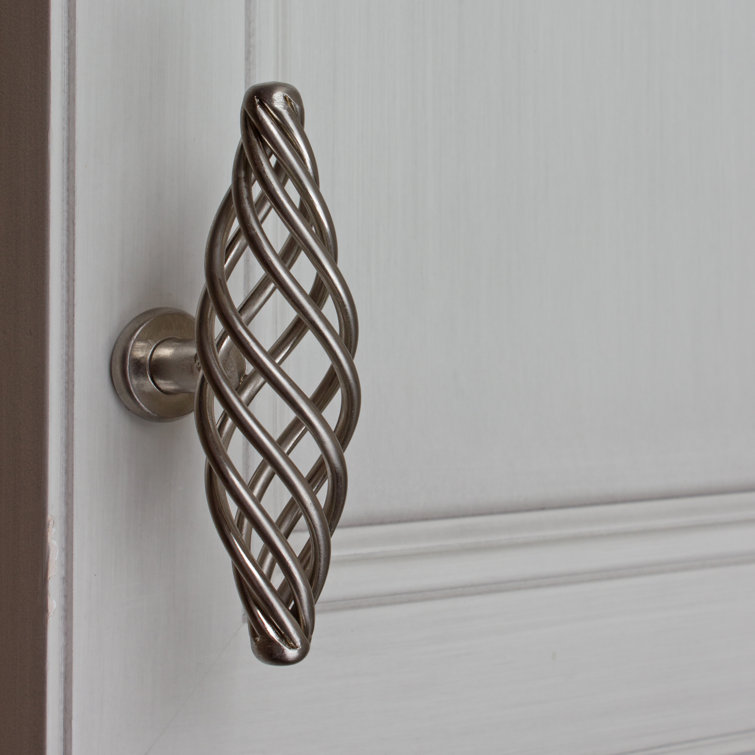 Satin Nickel Twisted Birdcage T-Handle Cabinet Knobs, 4-inch