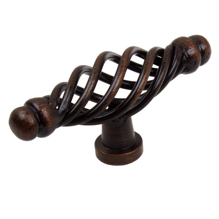 Rustic Bronze Round Birdcage Cabinet Knob with Mounting Hardware