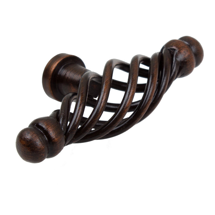Rustic Bronze Round Birdcage Cabinet Knob with Mounting Hardware