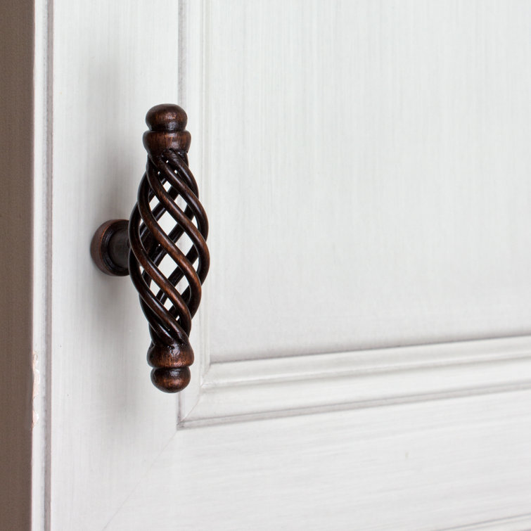 Rustic Bronze Round Birdcage Cabinet Knob with Mounting Hardware