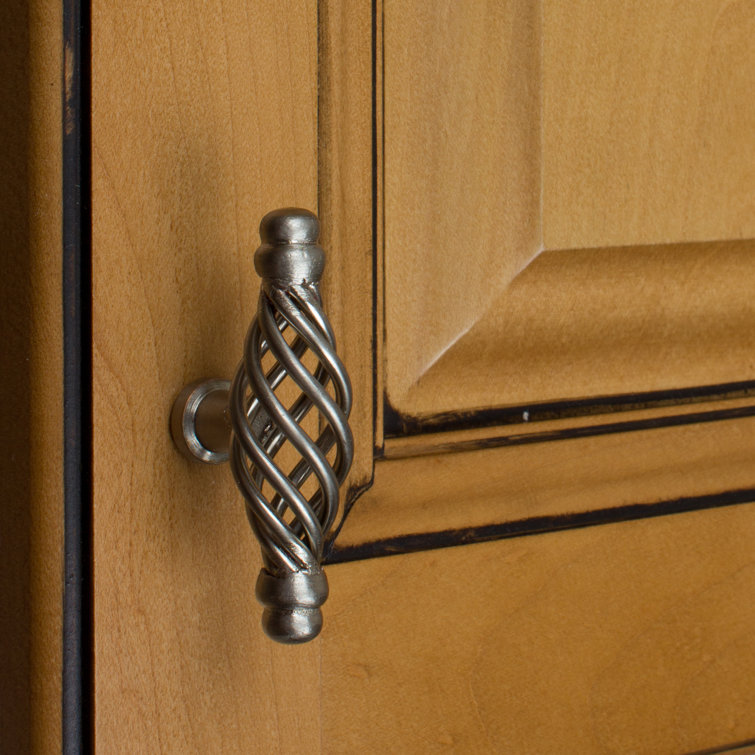 Satin Nickel Twisted Birdcage T-Handle Cabinet Knobs, 4-inch