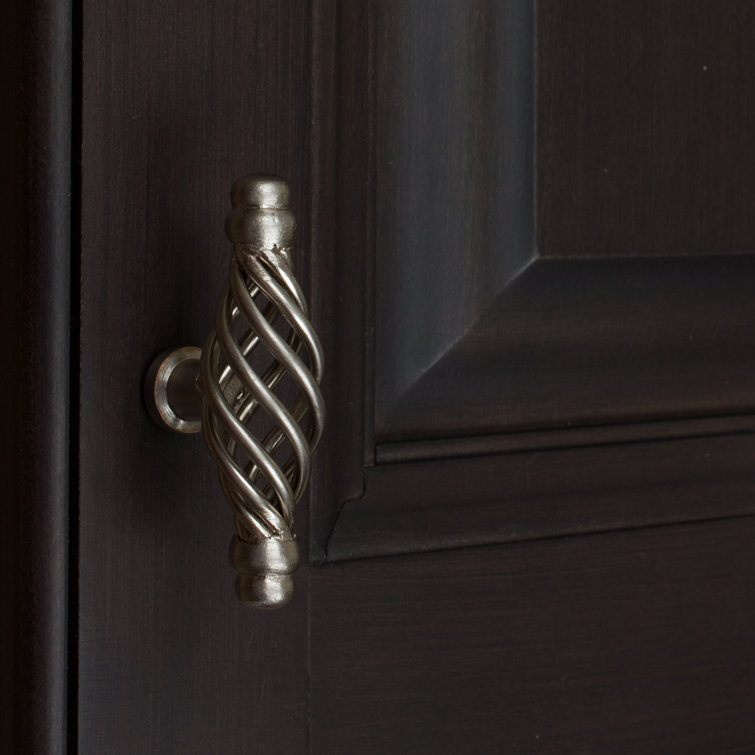 Satin Nickel Twisted Birdcage T-Handle Cabinet Knobs, 4-inch