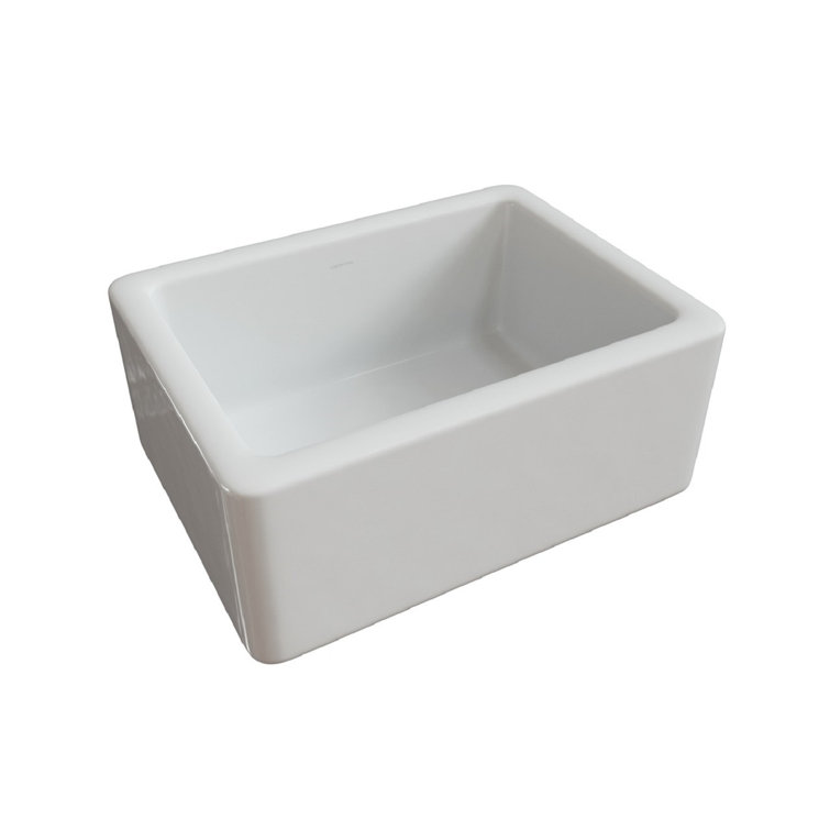 24'' White Fireclay Farmhouse Apron Single Bowl Kitchen Sink