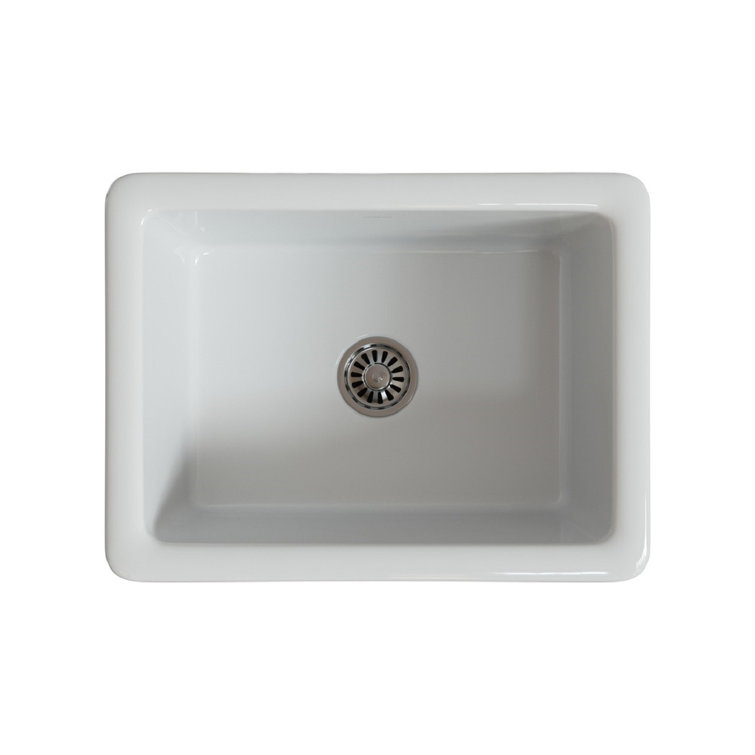 24'' White Fireclay Farmhouse Apron Single Bowl Kitchen Sink