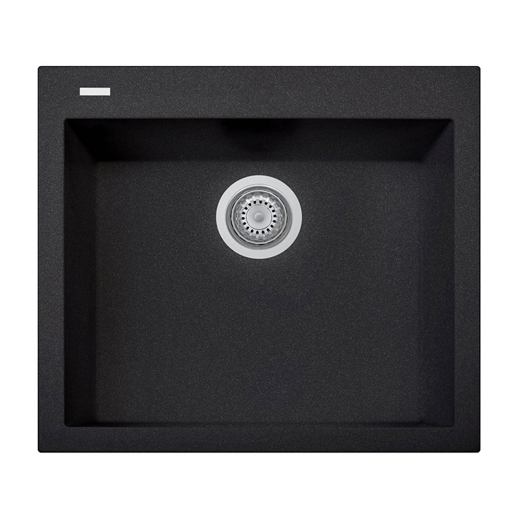 23" Black Granite Single Bowl Drop-In Kitchen Sink