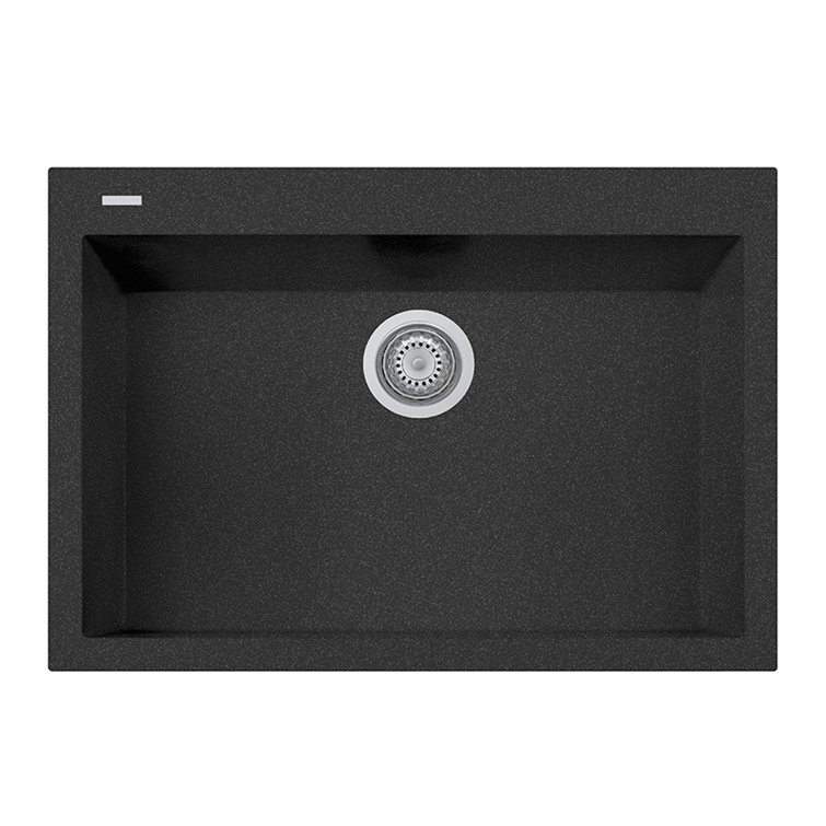 30" Black Granite Single Basin Drop-In Kitchen Sink