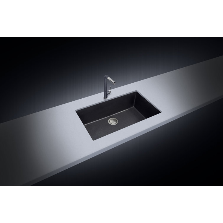33" Black Granite Undermount Single Bowl Kitchen Sink