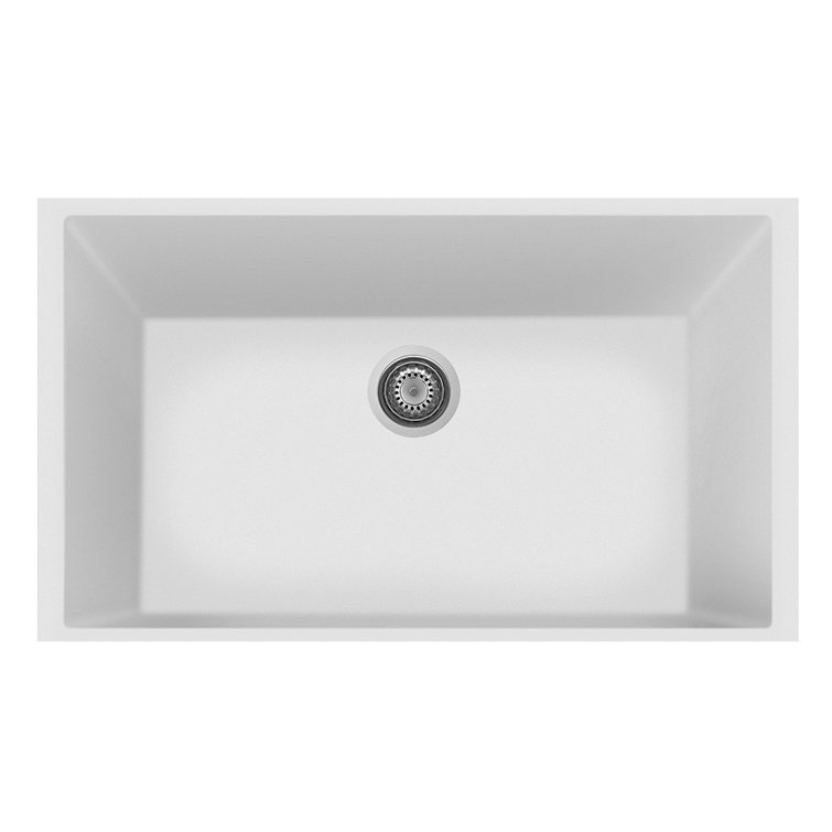Milk White 33" Granite Undermount Single Basin Kitchen Sink