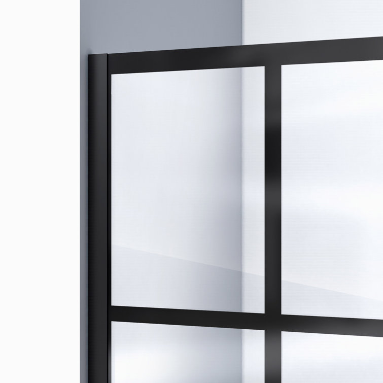 Toulon 46" Black Frameless Hinged Shower Door with ClearMax