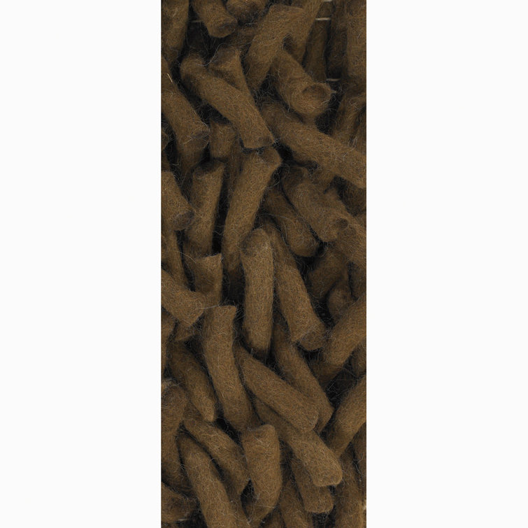 Montaro Rectangular Brown Wool Shag Rug with Cotton Backing