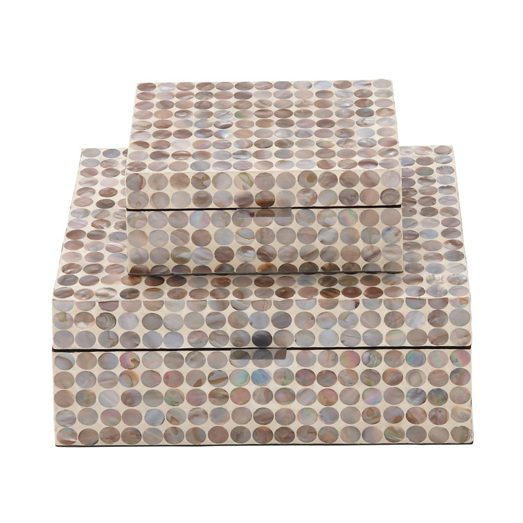 Juliette Brown and Gray Handmade Wood Lidded Box Set