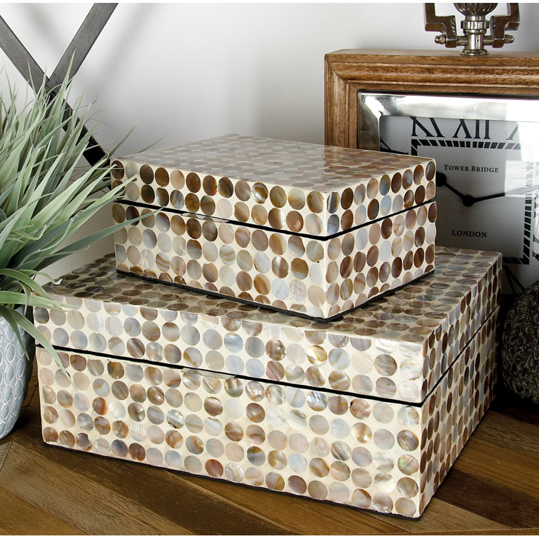 Juliette Brown and Gray Handmade Wood Lidded Box Set
