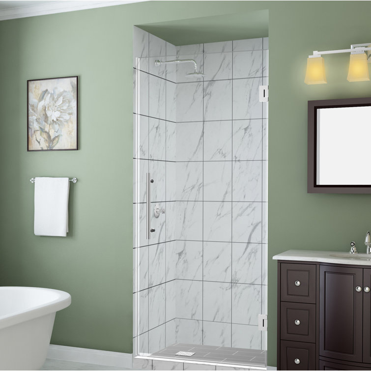 Belmore GS 72" Frosted Glass Frameless Hinged Shower Door with Chrome Hardware