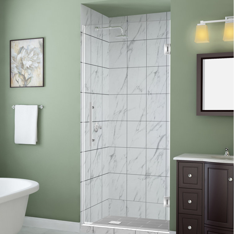 Belmore Frameless Clear Tempered Glass Shower Door with Stainless Steel Hardware