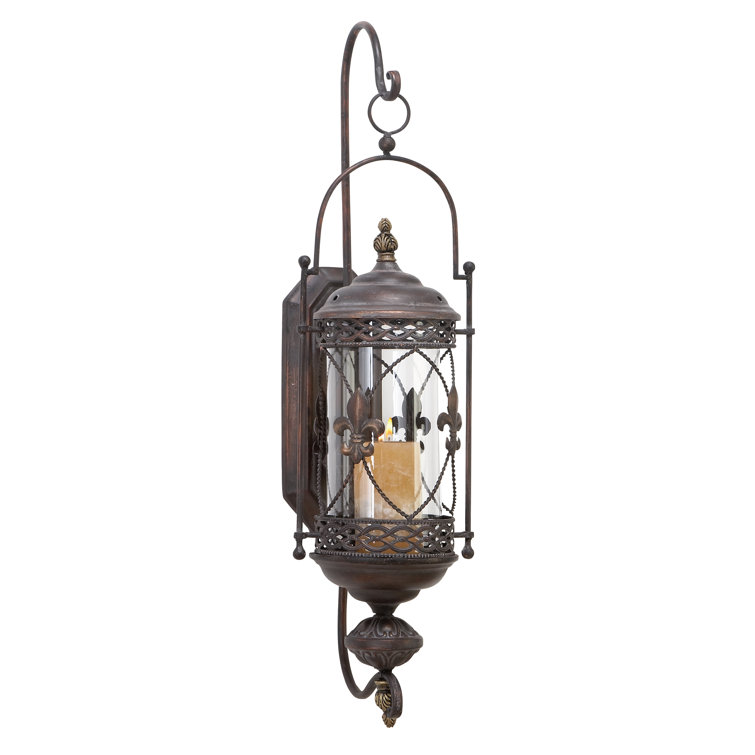 30" Bronze Matte Hurricane Candle Lantern Wall Sconce