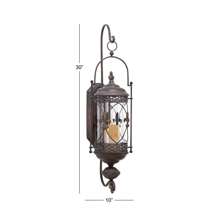 30" Bronze Matte Hurricane Candle Lantern Wall Sconce
