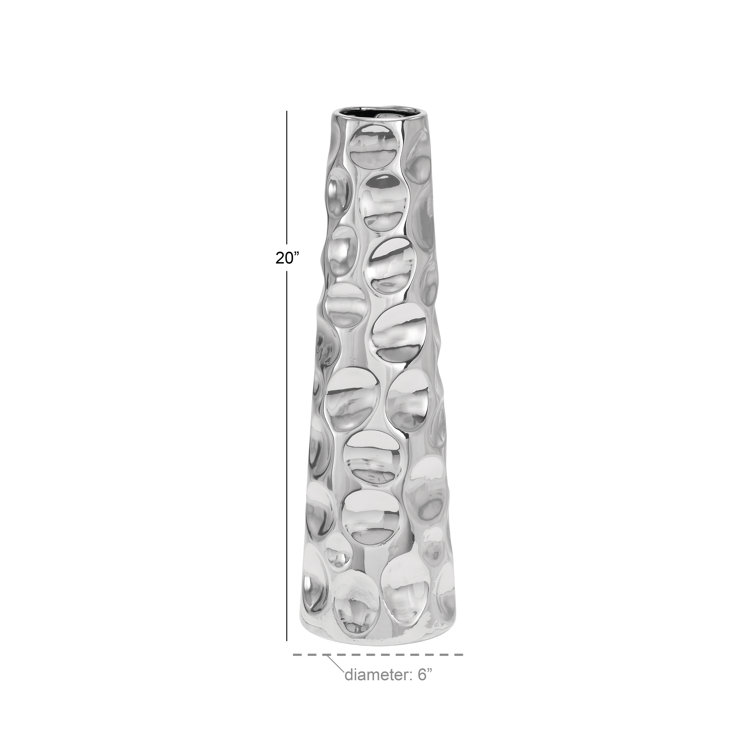 Elegant Silver Ceramic Floral Bouquet Vase 6" x 20"