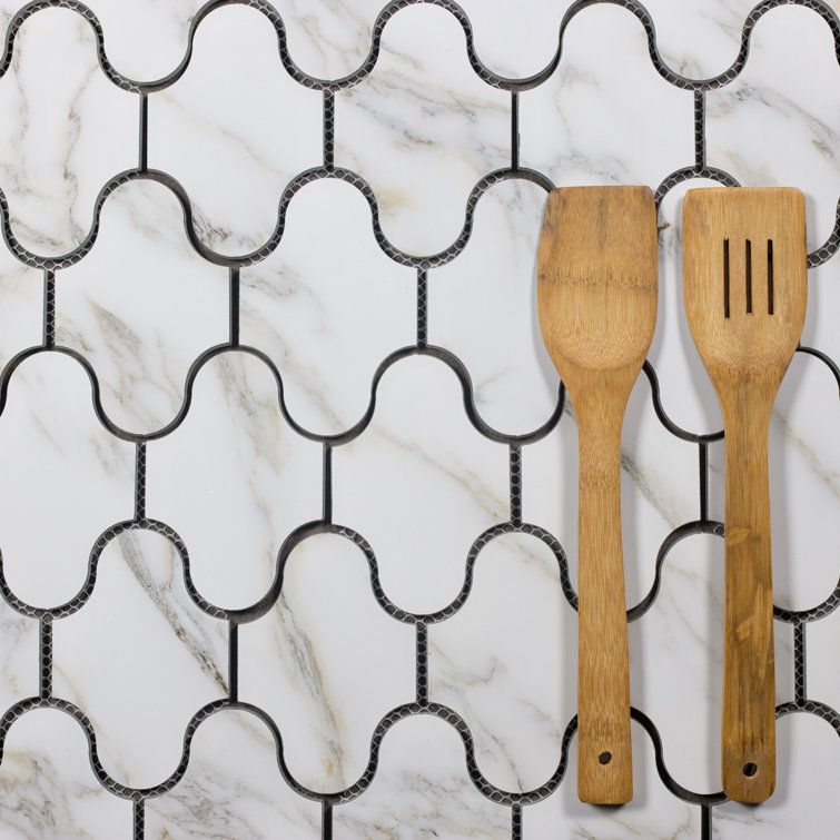 Calacatta Gold White Matte Glass Mosaic Wall Tile