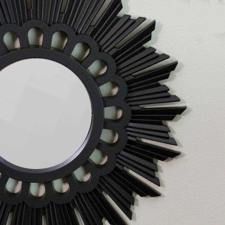 Set of 3 Black Sunburst Floral Mini Mirrors