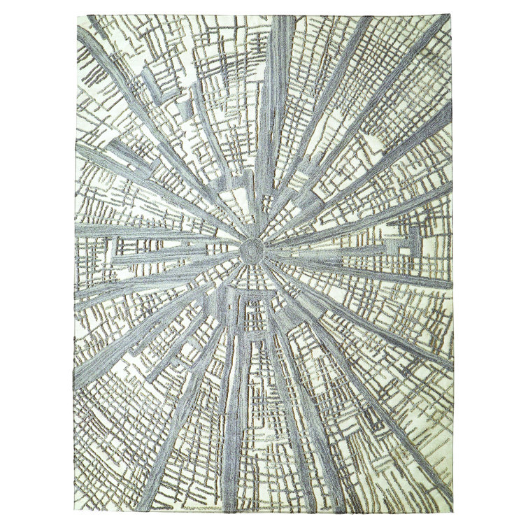 Handmade Gray Wool Rectangular Tufted Area Rug 9' x 12'