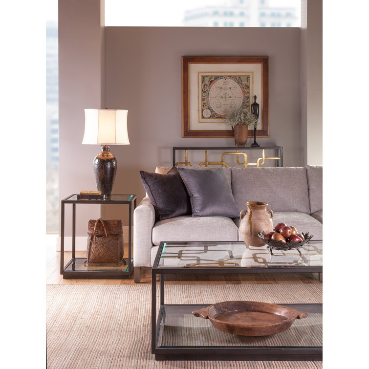 Moxie Black Metal and Glass Square End Table