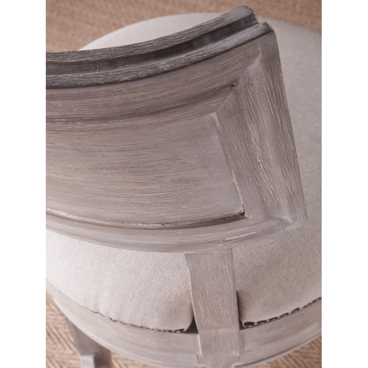 Bianco Traditional Swivel Bar Stool in Bleached Mahogany and Linen