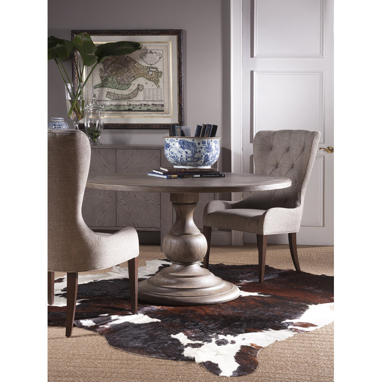 Grigio Round Pedestal Dining Table with Mahogany Veneer