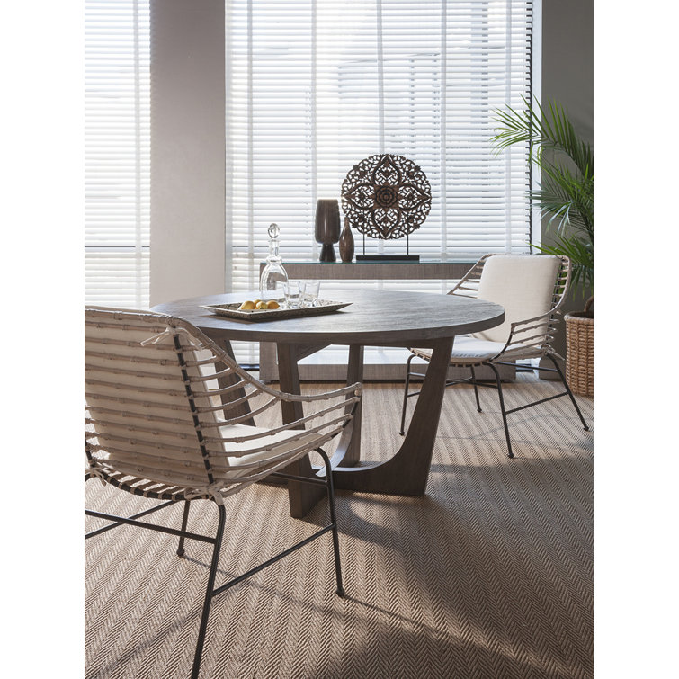 Grigio Warm Gray Mahogany 54" Round Extendable Dining Table