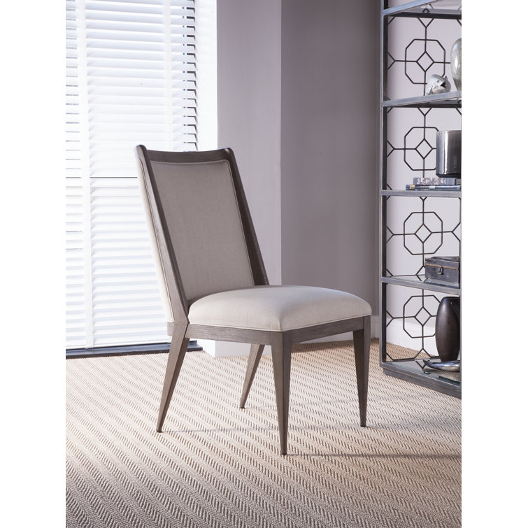 Grigio Gray Linen Upholstered Mahogany Side Chair