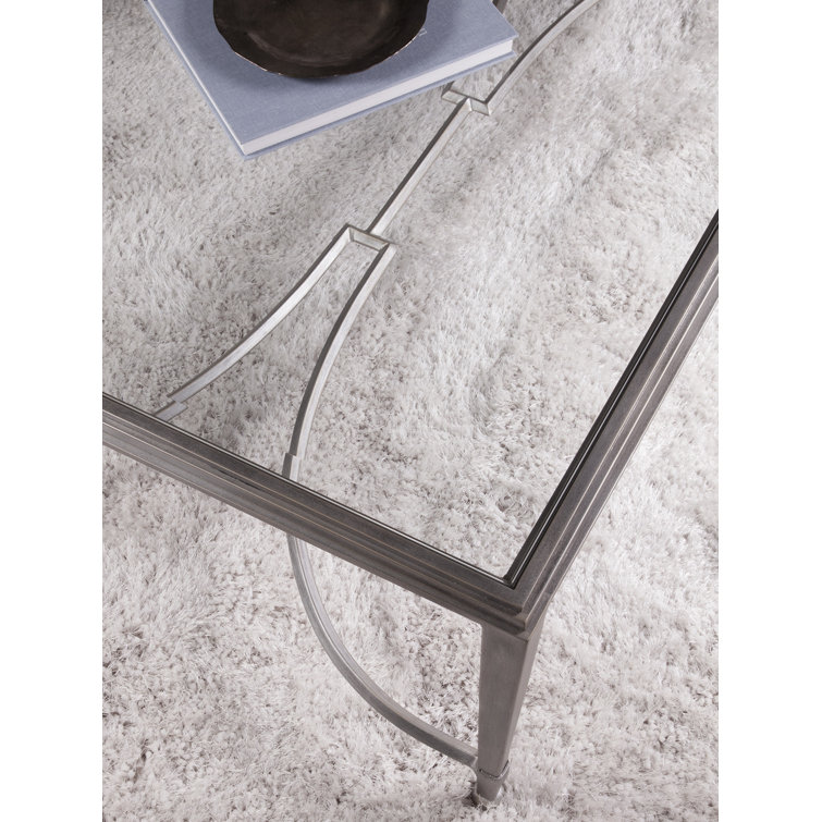 Argento Silver Rectangular Metal and Glass Cocktail Table