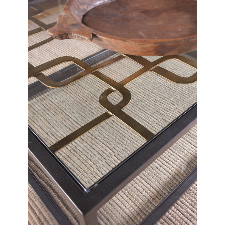 Contemporary Moxie 48" Black Wood and Glass Cocktail Table