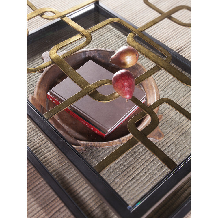 Contemporary Moxie 48" Black Wood and Glass Cocktail Table