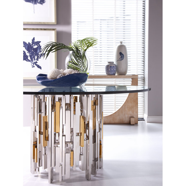 Cityscape 60" Round Glass Top Dining Table in Silver