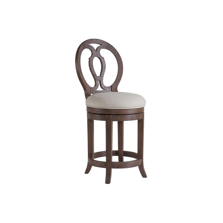 Bianco Traditional Mahogany Swivel Counter Stool with Linen Seat
