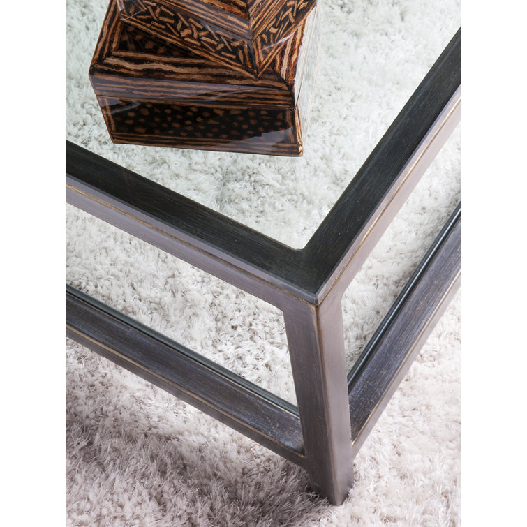 Gray Metal and Glass Square Cocktail Table