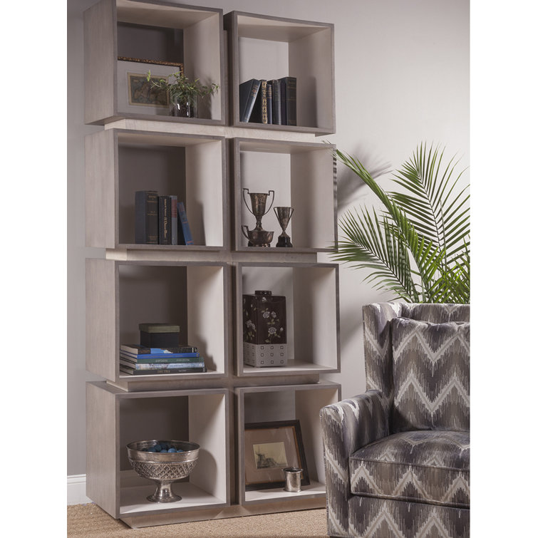 Transitional Mercury 42" White Oak and Ash Burl Cube Etagere