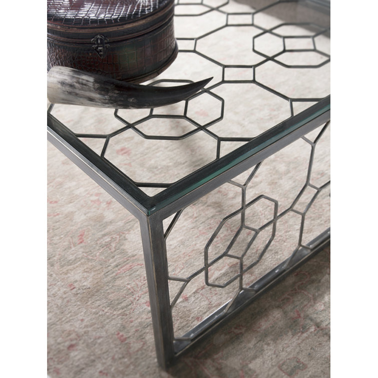 St. Laurent 50'' Grey Rectangular Metal & Glass Cocktail Table