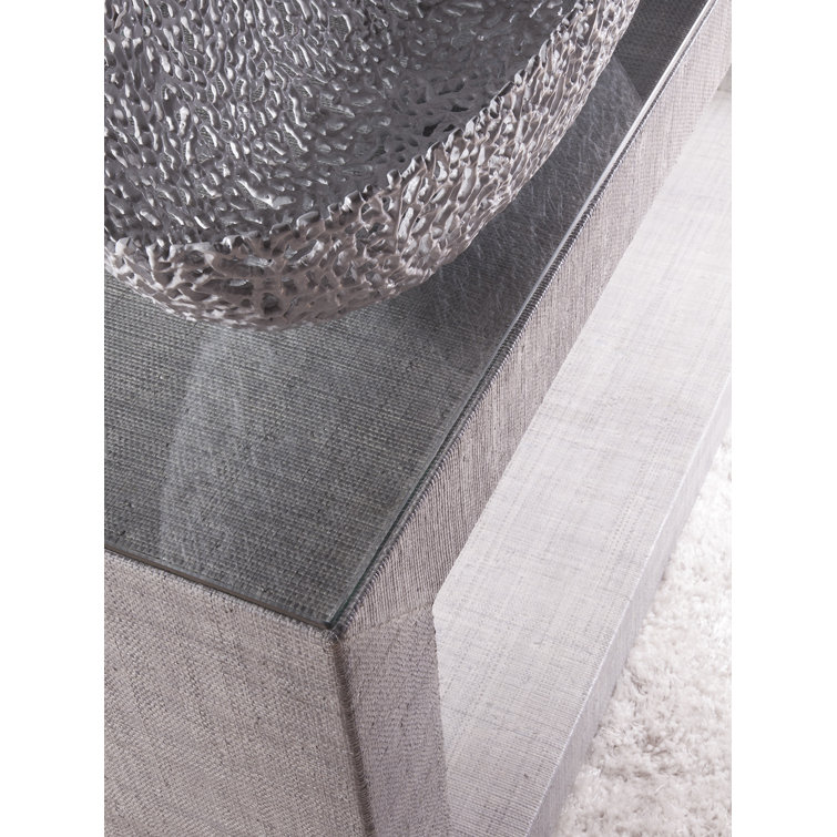 Transitional Gray Wood and Glass Rectangular Console with Storage